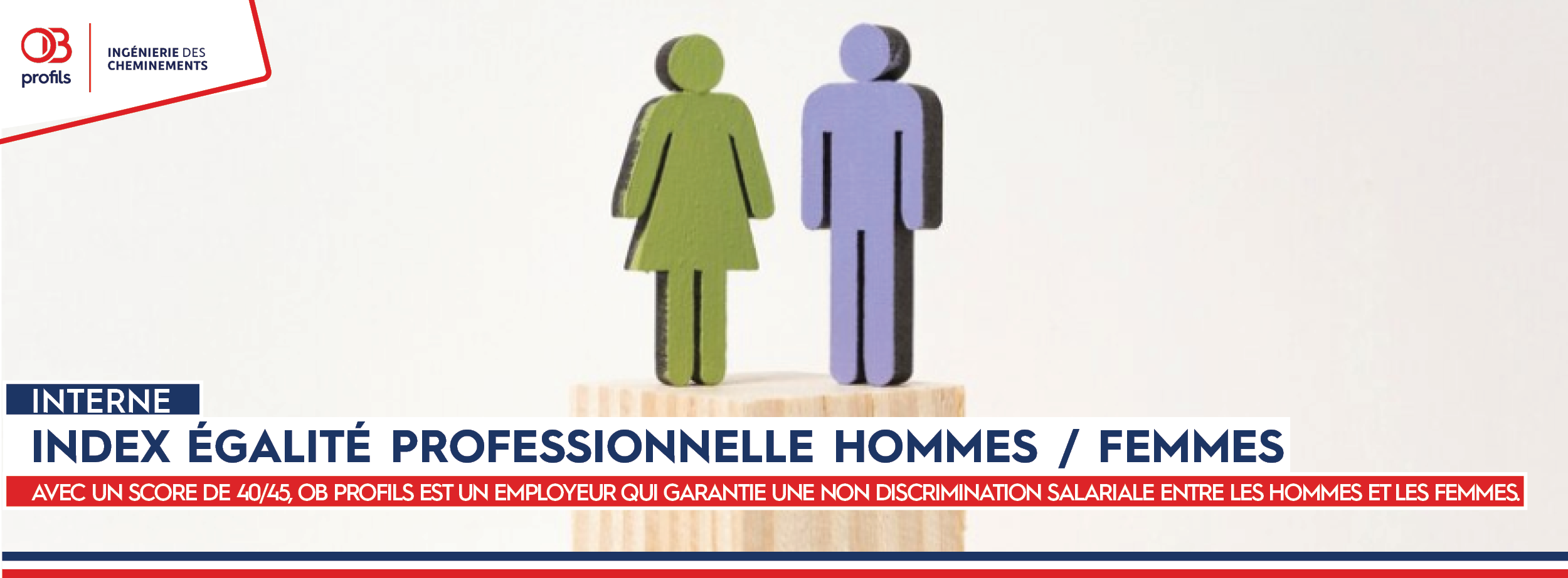 Pour l’année 2023, nous avons obtenu un score de 40/45 pour l’index d’égalité professionnelle Femmes-Hommes ! 